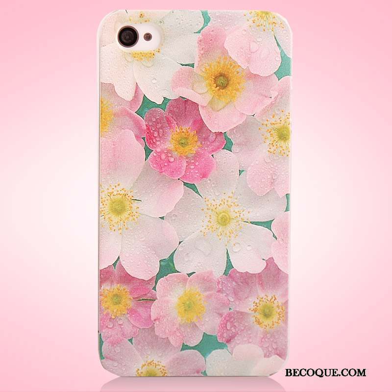 iPhone 4/4s Protection Rose Difficile Délavé En Daim Peinture Coque