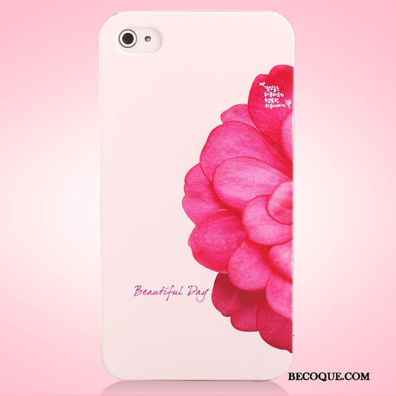 iPhone 4/4s Protection Rose Difficile Délavé En Daim Peinture Coque