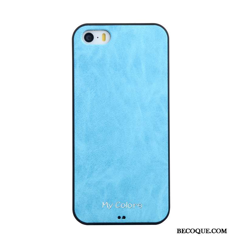 iPhone 5/5s Coque Couleur Unie Silicone Protection Fluide Doux Étui Bleu