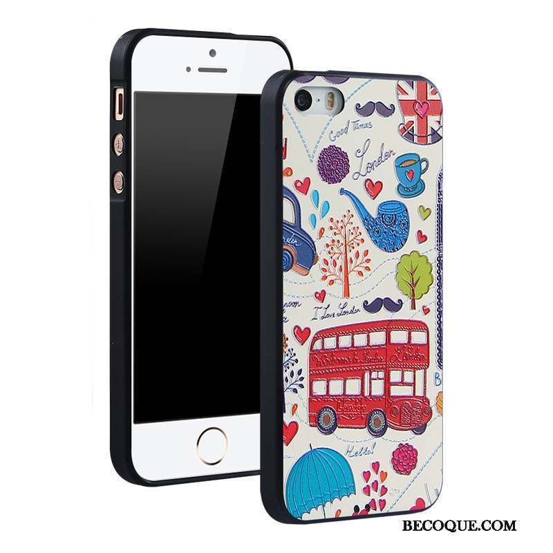 iPhone 5/5s Coque Dessin Animé Incassable Silicone Bleu Ornements Suspendus Fluide Doux