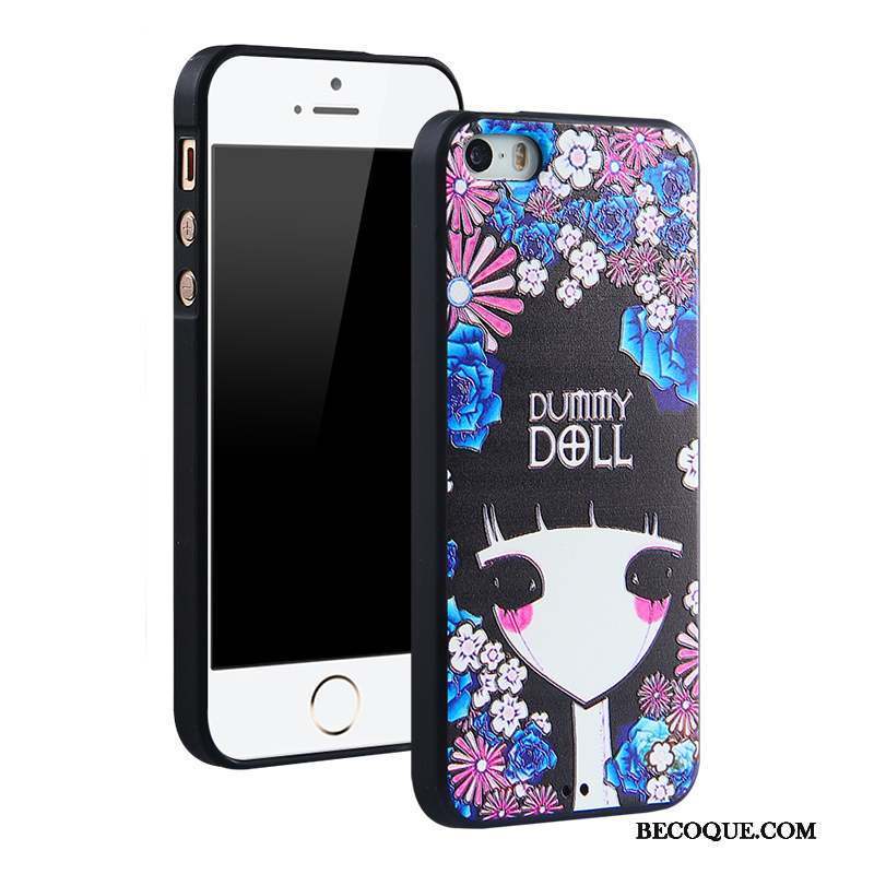 iPhone 5/5s Coque Dessin Animé Incassable Silicone Bleu Ornements Suspendus Fluide Doux