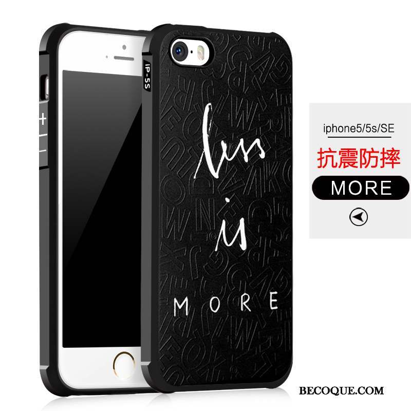 iPhone 5/5s Coque Incassable Silicone Étui Noir Protection Fluide Doux