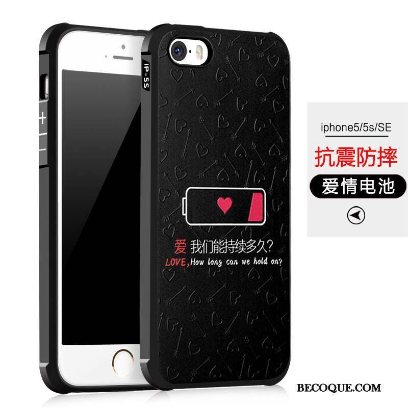 iPhone 5/5s Coque Incassable Silicone Étui Noir Protection Fluide Doux