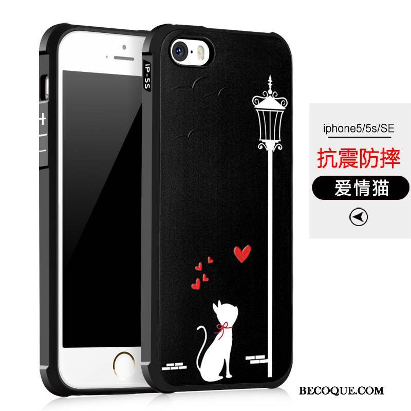 iPhone 5/5s Coque Incassable Silicone Étui Noir Protection Fluide Doux