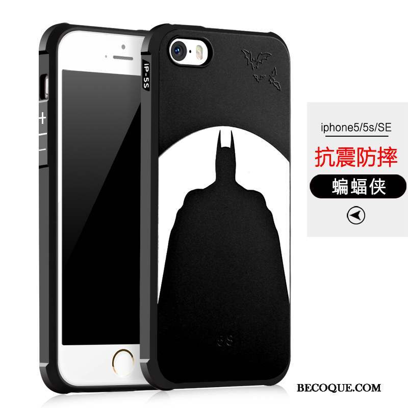 iPhone 5/5s Coque Incassable Silicone Étui Noir Protection Fluide Doux