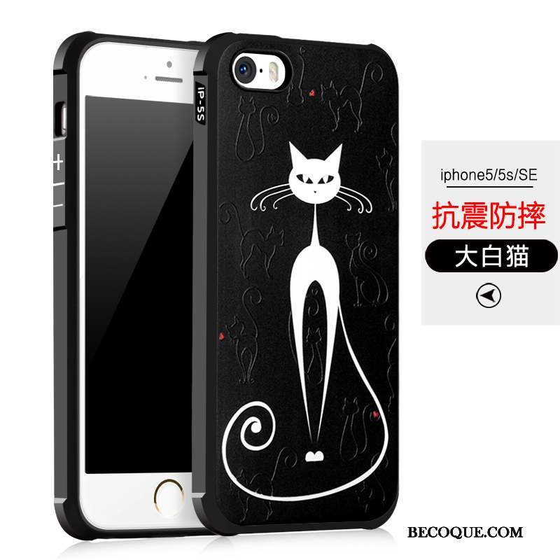 iPhone 5/5s Coque Incassable Silicone Étui Noir Protection Fluide Doux