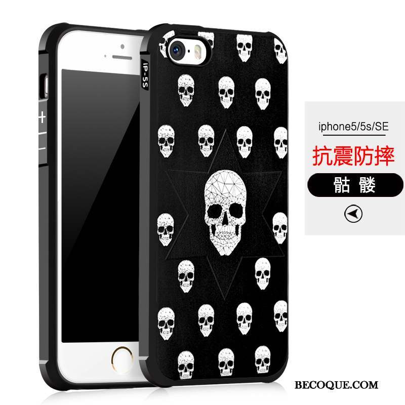 iPhone 5/5s Coque Incassable Silicone Étui Noir Protection Fluide Doux