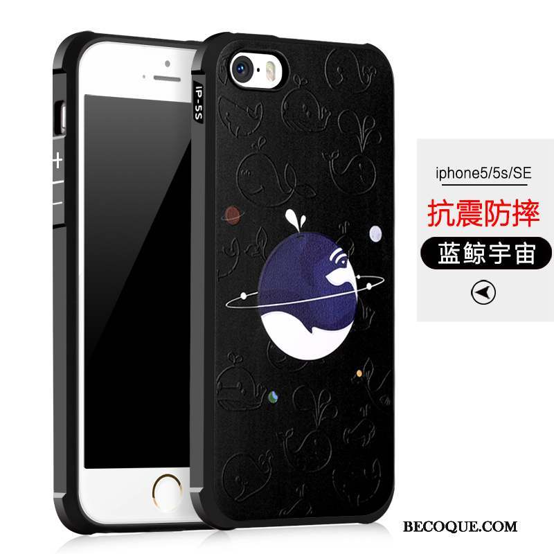 iPhone 5/5s Coque Incassable Silicone Étui Noir Protection Fluide Doux