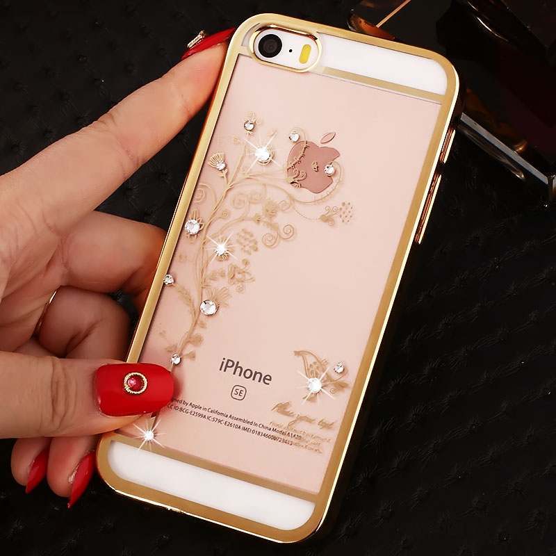 iPhone 5/5s Coque Rouge Protection Étui Strass Difficile Tendance