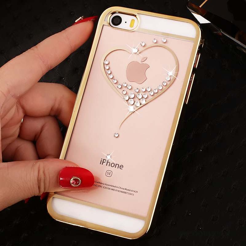 iPhone 5/5s Coque Rouge Protection Étui Strass Difficile Tendance