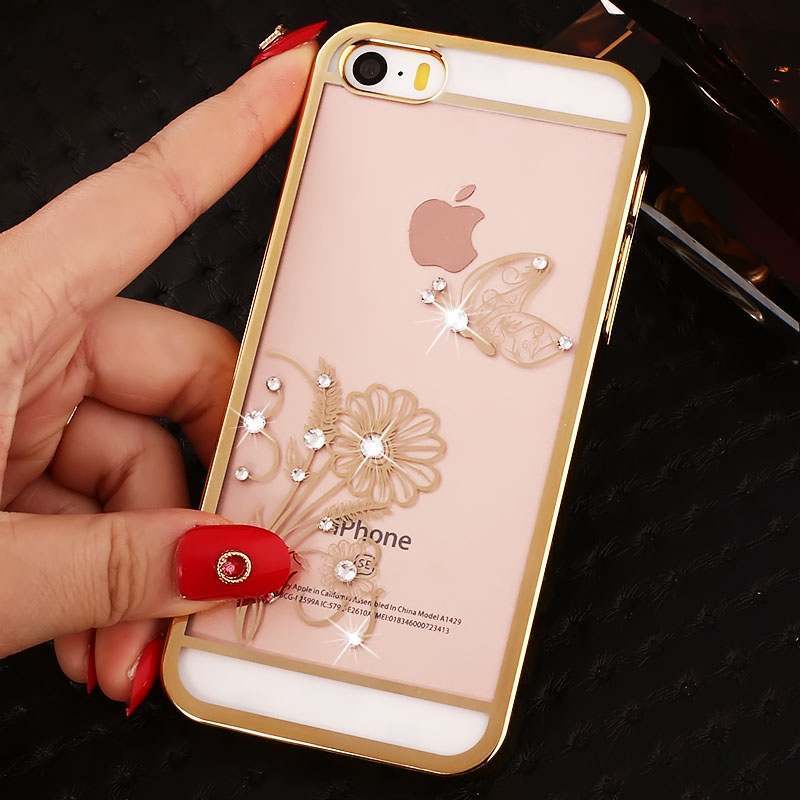 iPhone 5/5s Coque Rouge Protection Étui Strass Difficile Tendance