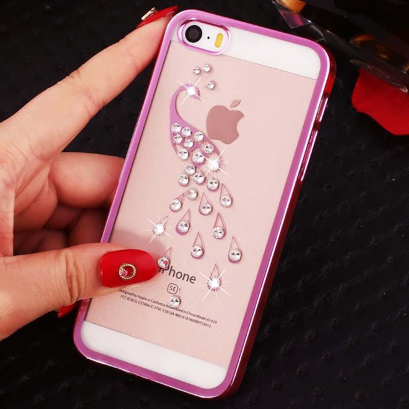 iPhone 5/5s Coque Rouge Protection Étui Strass Difficile Tendance
