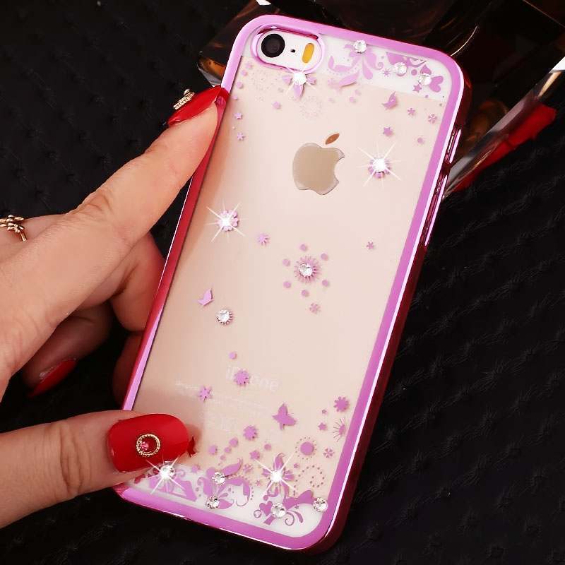 iPhone 5/5s Coque Rouge Protection Étui Strass Difficile Tendance