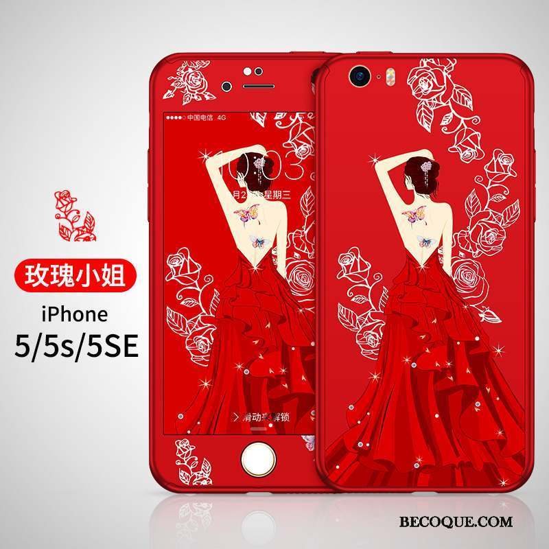 iPhone 5/5s Coque Silicone Tendance Délavé En Daim Difficile Rouge Fluide Doux