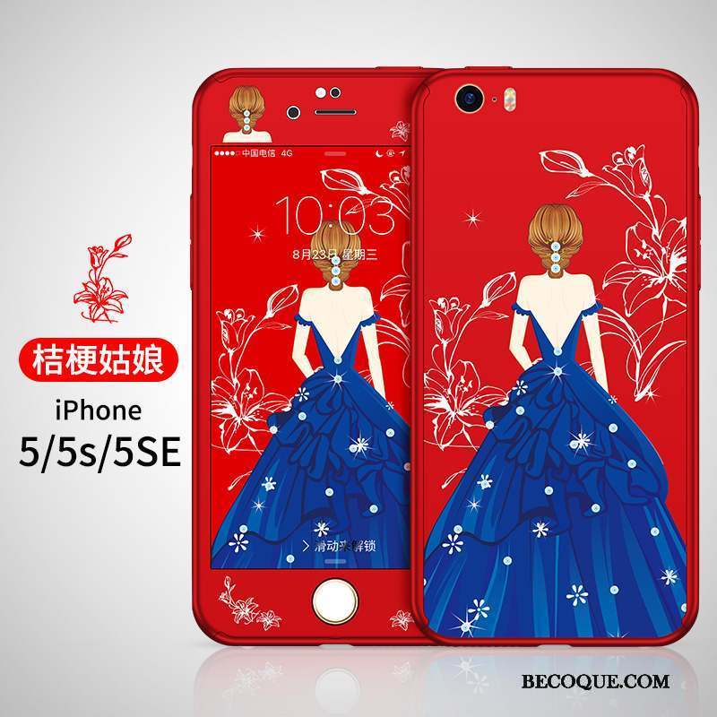 iPhone 5/5s Coque Silicone Tendance Délavé En Daim Difficile Rouge Fluide Doux