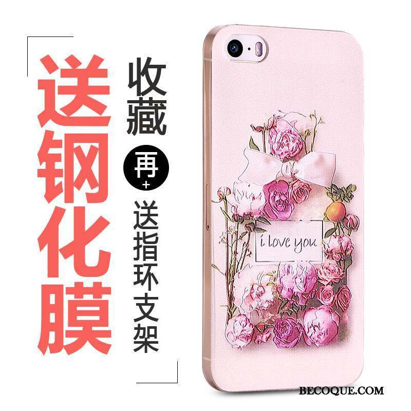 iPhone 5/5s Coque Support Fluide Doux Rose Étui Charmant Silicone