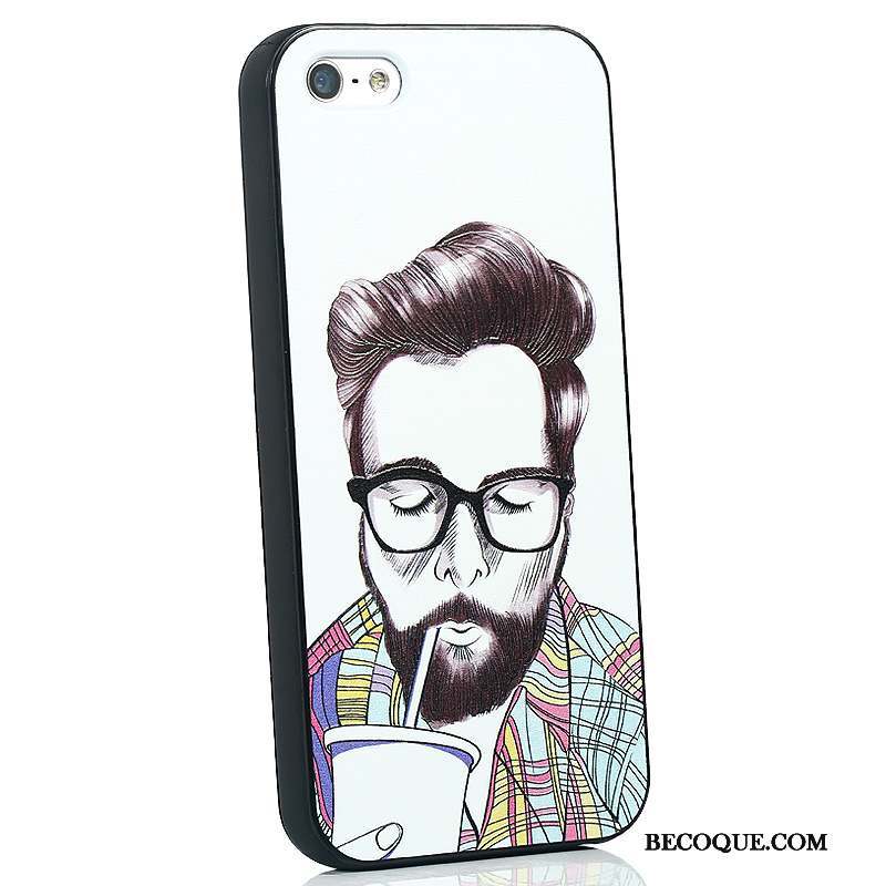 iPhone 5/5s Coque Tout Compris Protection Dessin Animé Silicone Blanc Personnalité