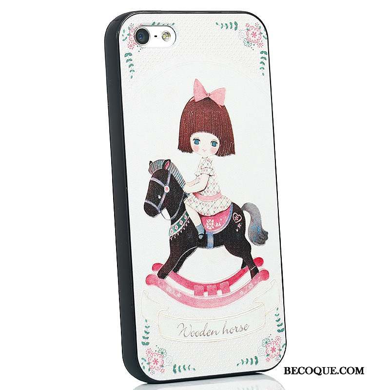 iPhone 5/5s Coque Tout Compris Protection Dessin Animé Silicone Blanc Personnalité