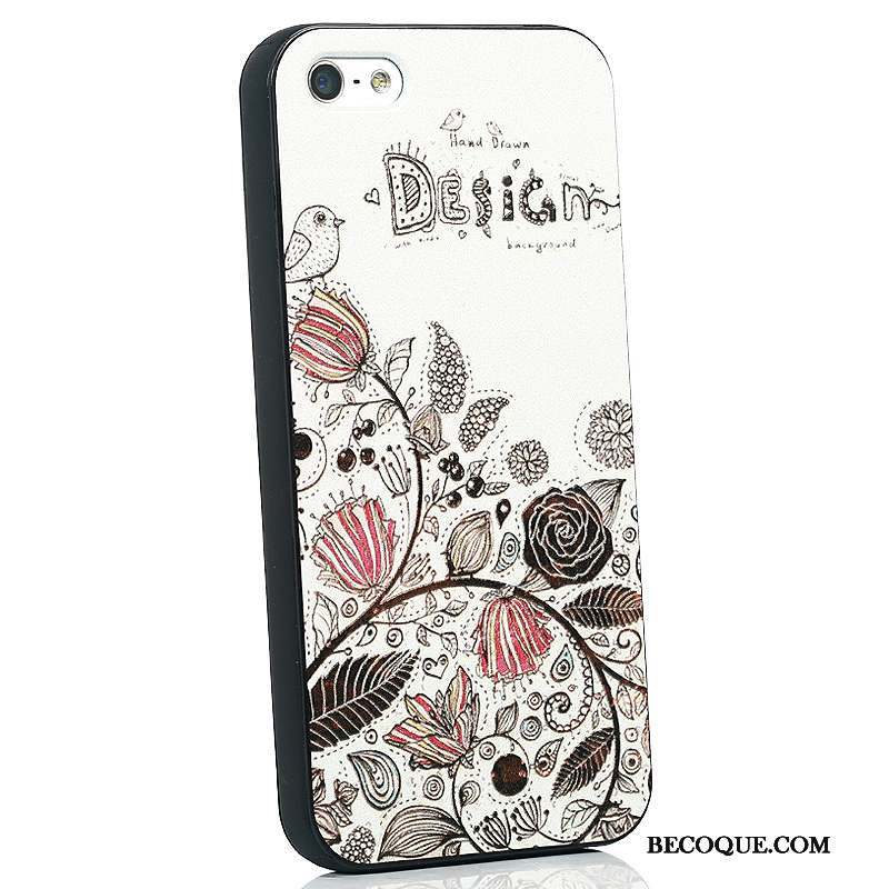 iPhone 5/5s Coque Tout Compris Protection Dessin Animé Silicone Blanc Personnalité