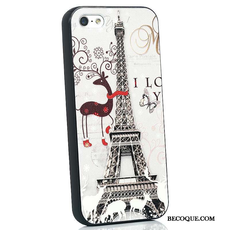 iPhone 5/5s Coque Tout Compris Protection Dessin Animé Silicone Blanc Personnalité