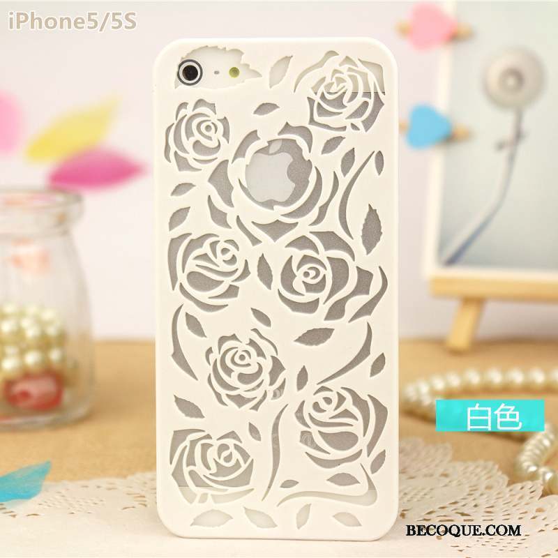 iPhone 5/5s Coque Évasé Rose Fleur Protection Étui Légères