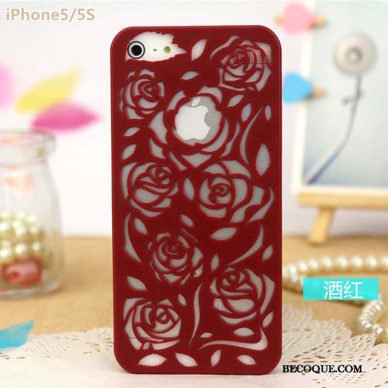 iPhone 5/5s Coque Évasé Rose Fleur Protection Étui Légères