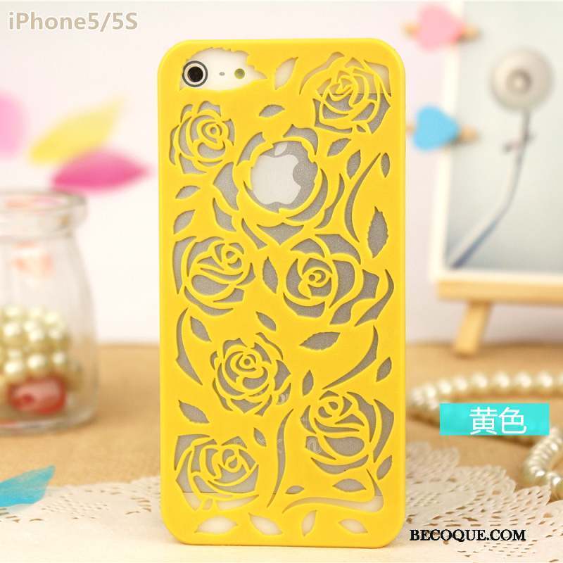 iPhone 5/5s Coque Évasé Rose Fleur Protection Étui Légères