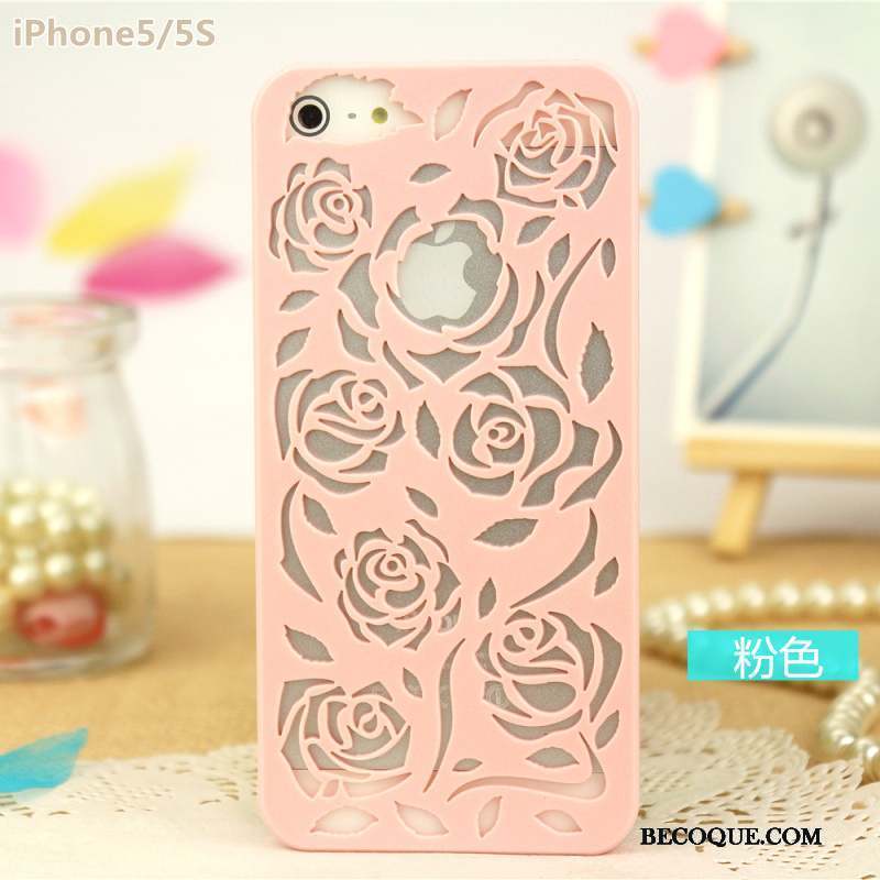 iPhone 5/5s Coque Évasé Rose Fleur Protection Étui Légères