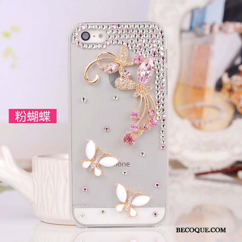 iPhone 5/5s Protection Rose Strass Étui Téléphone Portable Coque De Téléphone