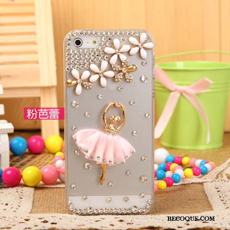 iPhone 5/5s Protection Rose Strass Étui Téléphone Portable Coque De Téléphone