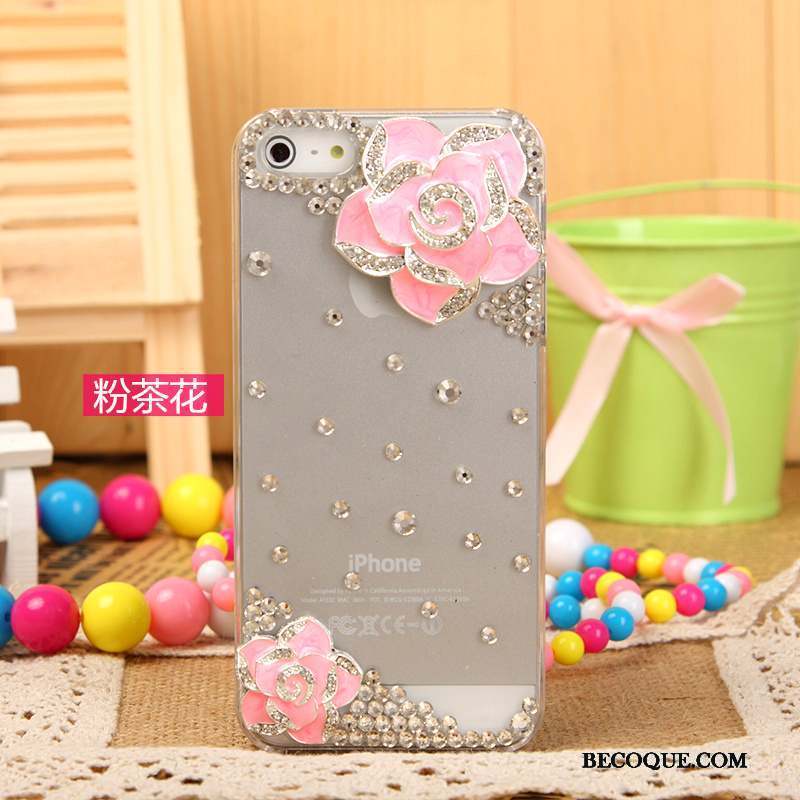 iPhone 5/5s Protection Rose Strass Étui Téléphone Portable Coque De Téléphone