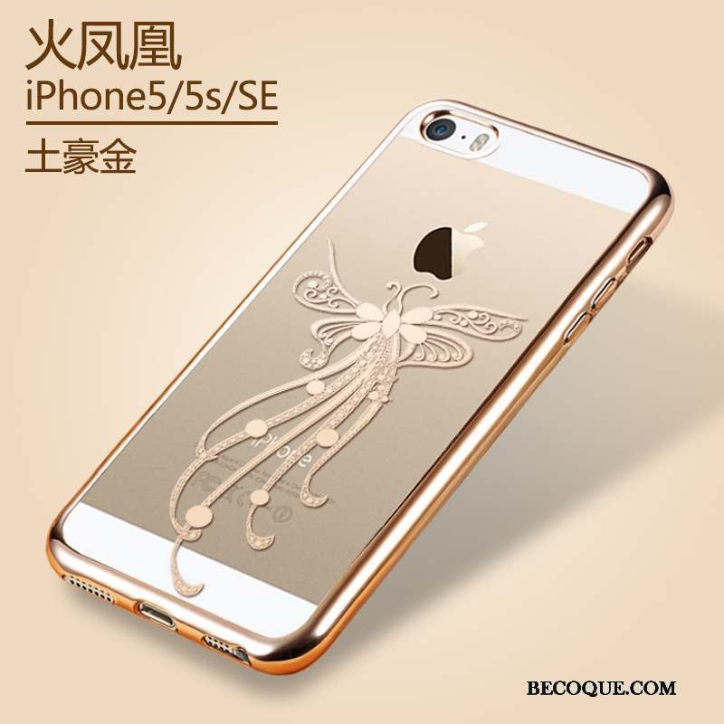 iPhone 5/5s Transparent Silicone Étui Coque Or Protection