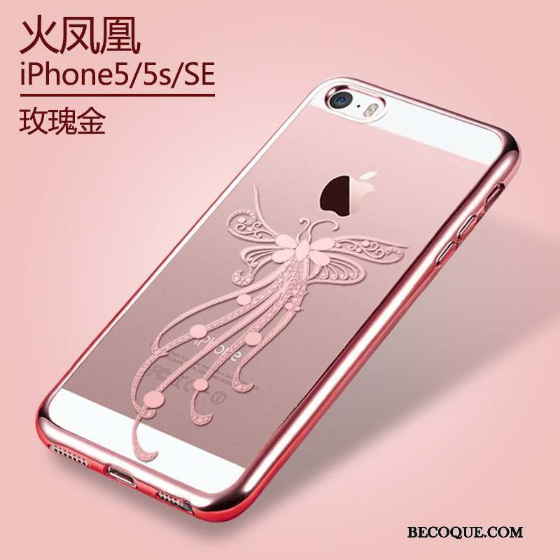 iPhone 5/5s Transparent Silicone Étui Coque Or Protection