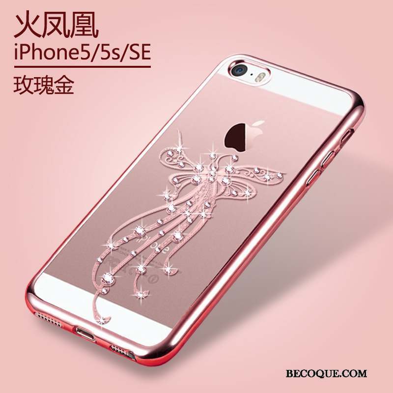 iPhone 5/5s Transparent Silicone Étui Coque Or Protection