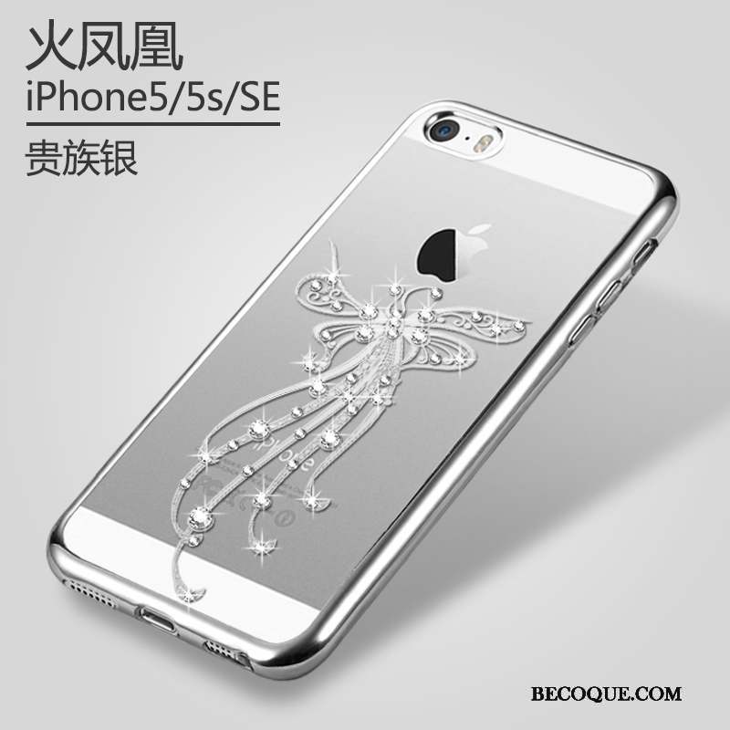 iPhone 5/5s Transparent Silicone Étui Coque Or Protection