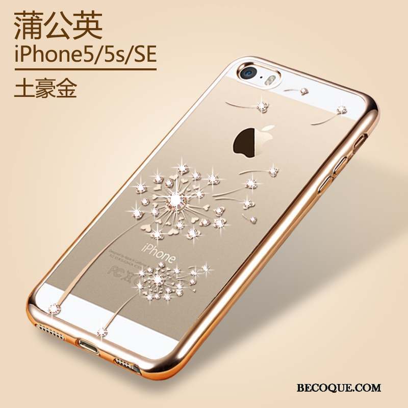 iPhone 5/5s Transparent Silicone Étui Coque Or Protection