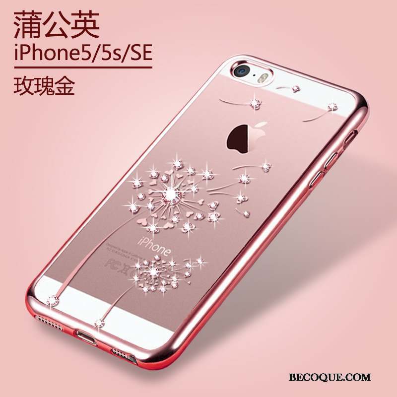 iPhone 5/5s Transparent Silicone Étui Coque Or Protection