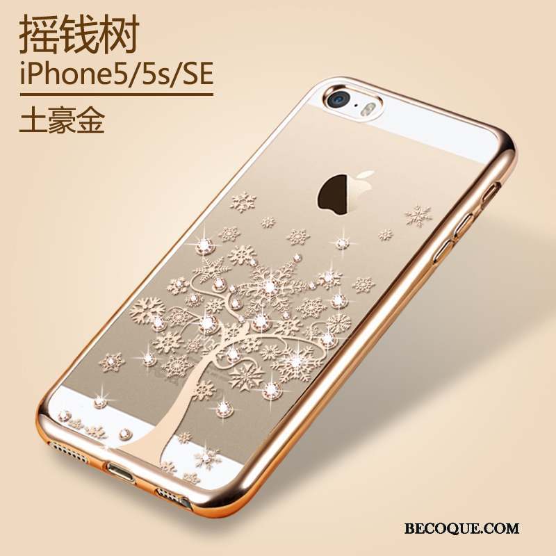 iPhone 5/5s Transparent Silicone Étui Coque Or Protection