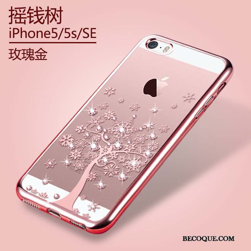 iPhone 5/5s Transparent Silicone Étui Coque Or Protection