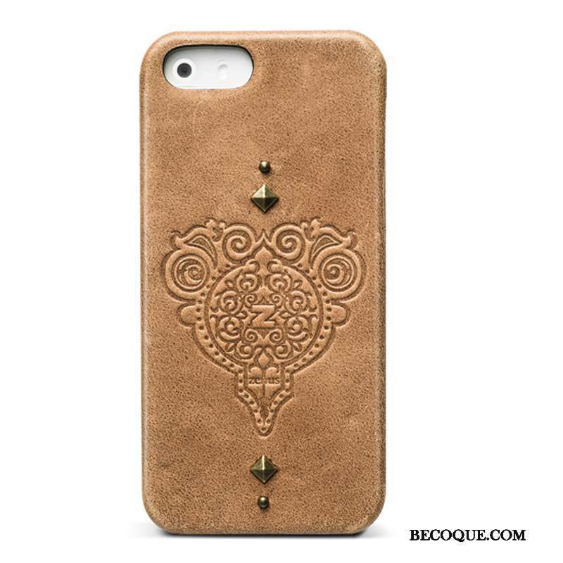 iPhone 5/5s Vintage Cuir Véritable Protection Téléphone Portable Coque Étui