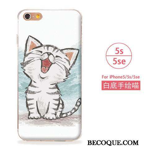 iPhone 5/5s Étui Art Chat Coque De Téléphone Bleu Fluide Doux