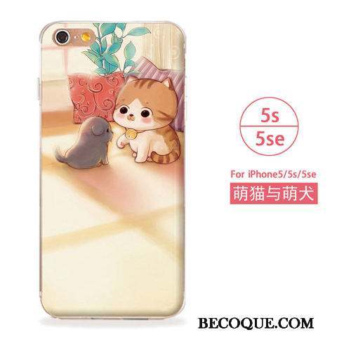 iPhone 5/5s Étui Art Chat Coque De Téléphone Bleu Fluide Doux