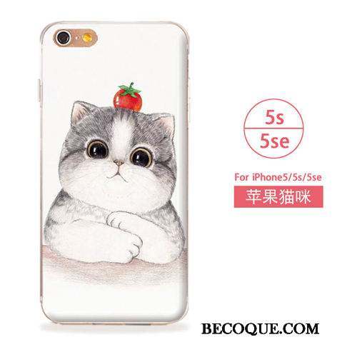 iPhone 5/5s Étui Art Chat Coque De Téléphone Bleu Fluide Doux