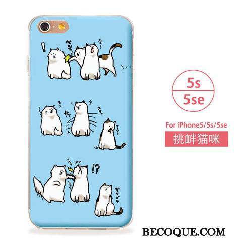 iPhone 5/5s Étui Art Chat Coque De Téléphone Bleu Fluide Doux