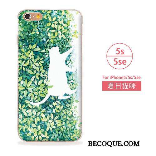 iPhone 5/5s Étui Art Chat Coque De Téléphone Bleu Fluide Doux