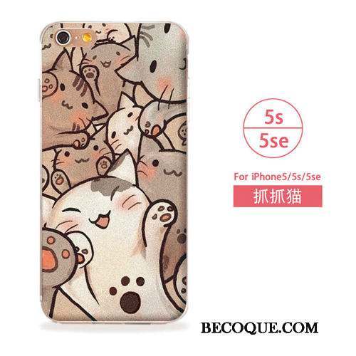 iPhone 5/5s Étui Art Chat Coque De Téléphone Bleu Fluide Doux