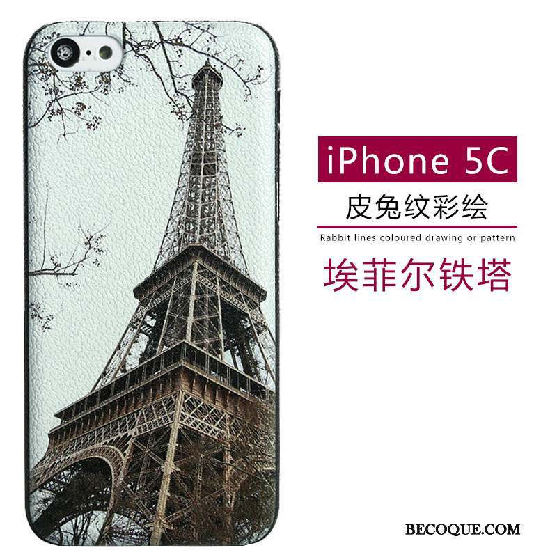 iPhone 5c Coque Cuir Délavé En Daim Vert Étui Modèle Fleurie Dessin Animé