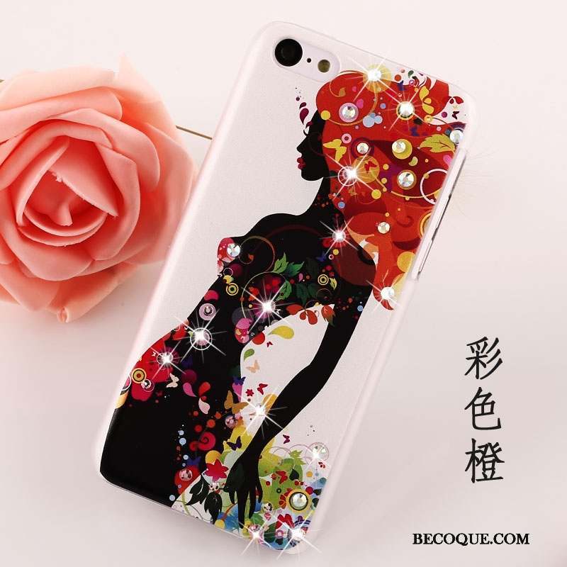 iPhone 5c Coque De Téléphone Peinture Rouge Tendance Strass