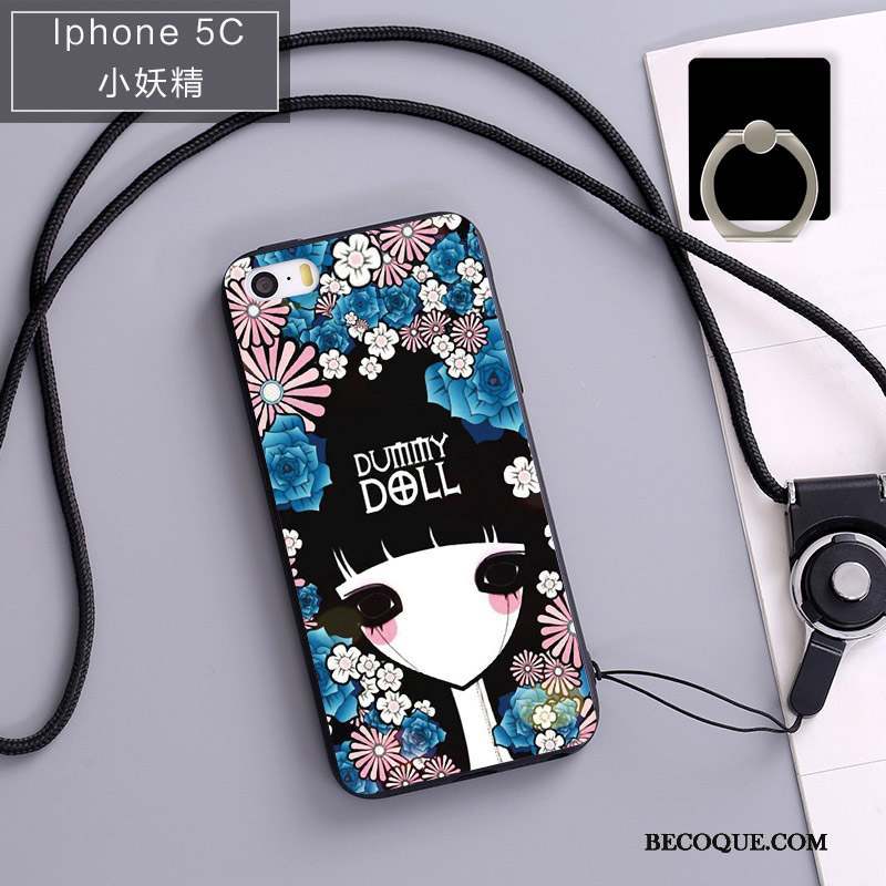 iPhone 5c Étui Protection Coque De Téléphone Fluide Doux Ornements Suspendus Noir