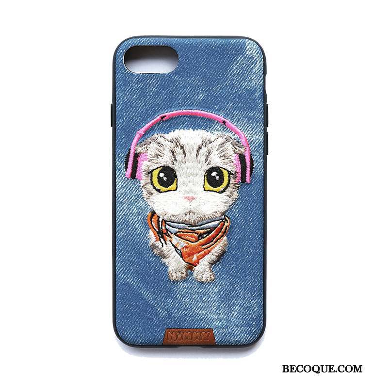 iPhone 6/6s Broderie Silicone Denim Coque De Téléphone Tout Compris Chiens